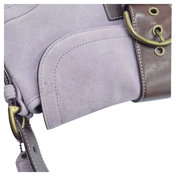 Vintage Y2K Coach Soho 9688 Demi Flap Lilac Suede Hobo Bag - Picture 9 of 13